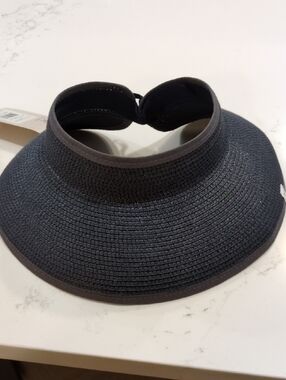 OP Women's Charcoal Straw Sun Visor
